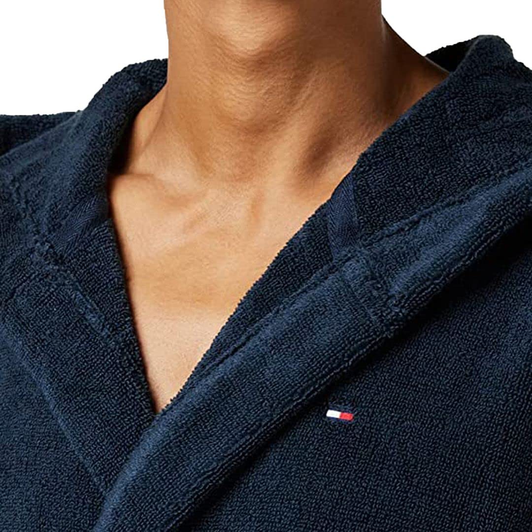 Tommy Hilfiger Mężczyźni Icon Hooded Szlafrok Kąpielowy, Granatowy, M