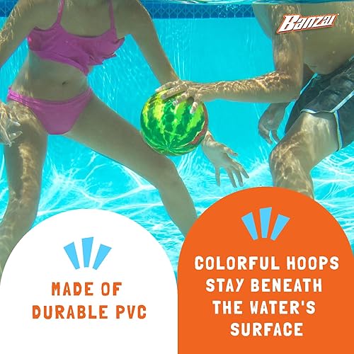 Miniatura 4 de Banzai Melon Madness Pool Challenge - Juego de bolas subacuáticas con 3 aros