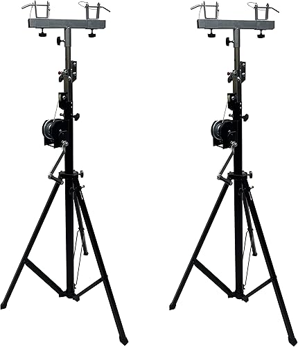 Dos (2) soportes de manivela de iluminación TRUSS de 14 pies, adaptador universal en T, resistente, DJ PA Club