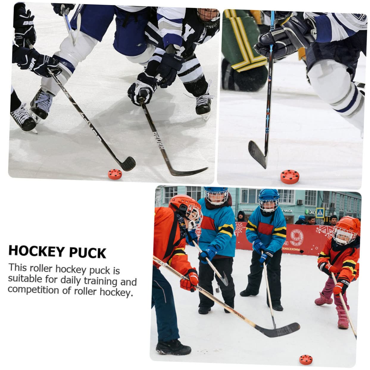 Rollschuhlaufen Straßenhockey Puck Inline Hockey Rollhockey-trainingsball Rollhockeybälle Inline-Hockey-Puck Üben Straßenhockeyball Hockey-Puck-Walze Nylon Rot
