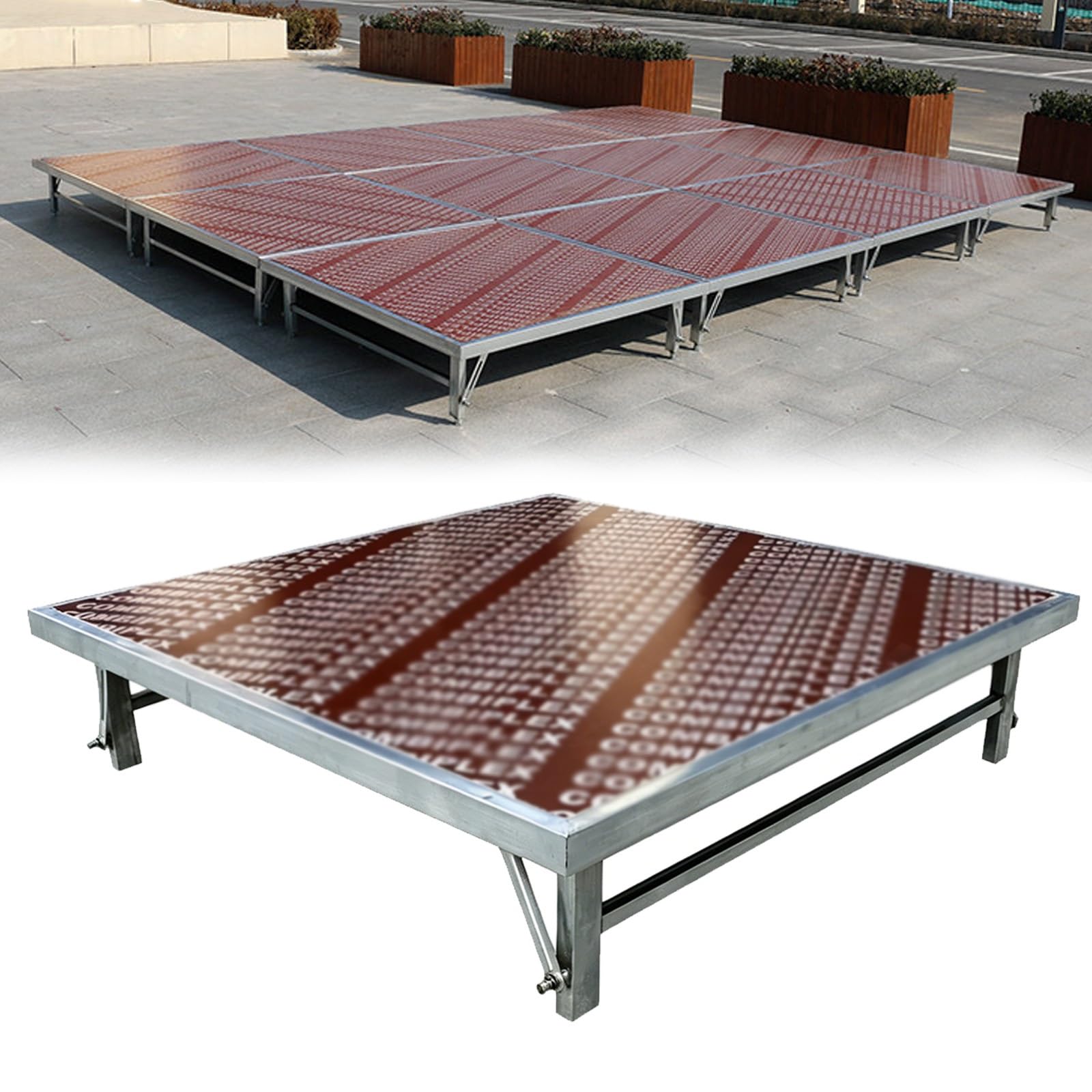 Palco pieghevole e portatile, portata 500 kg, gambe pieghevoli, design modulare per concerti, DJ, feste ed eventi(100x128x30cm/39.4x50.4x11.8in)
