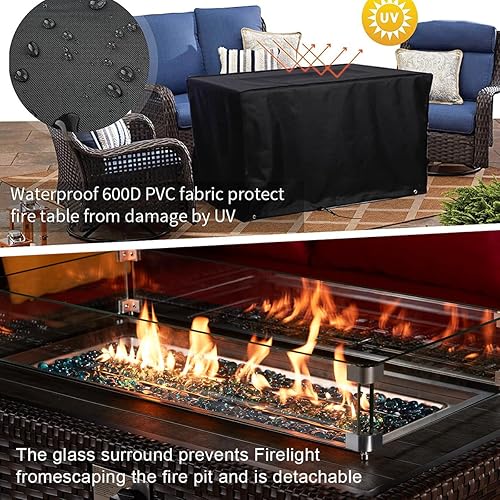 Miniatura 2 de HOMREST Mesa para fogata de propano, 44 pulgadas, 50,000 BTU, mesa rectangular para fogata de gas de encendido automático, mesa rectangular de