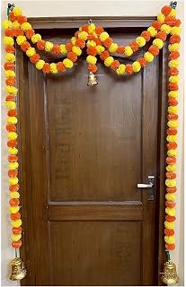 SPHINX Artificial Marigold Flowers Door Hangings (Yellow and Dark Orange, 1 Piece) Price In India