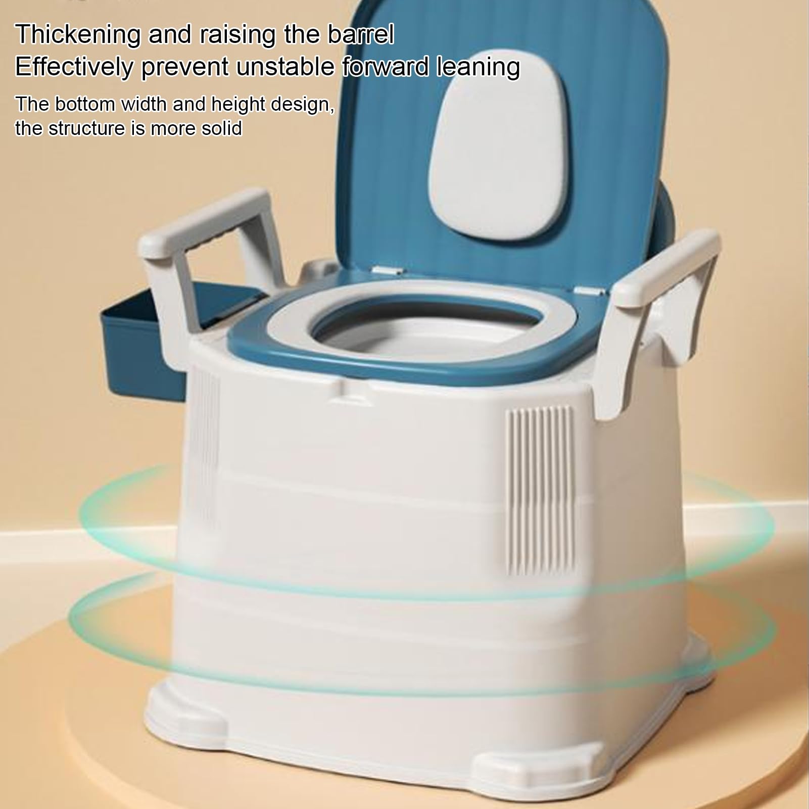 Toilette Comodino per Anziani con mobilità Limitata, WC Portatile Alla Turca con Cuscinetto Antiscivolo per Camera Letto, Braccioli Rimovibili, Sedile in Pelle PU, Doppio