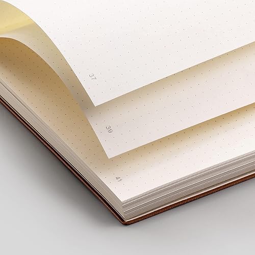 Vista 3 de EMSHOI Cuaderno de viñetas de puntos, diario grande de piel blanda B5, 192 páginas numeradas de 3.53 ozm, cuaderno de cuadrícula de puntos gruesos