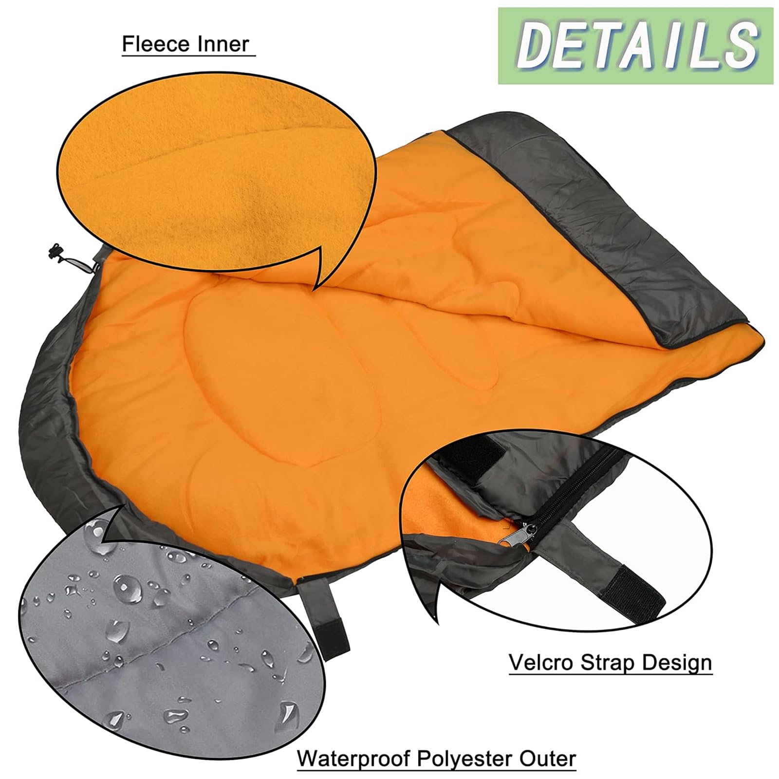 Hundeschlafsack Hundebett Warm Leichtgewicht Hundedecke für Haustier Katzen und Hunde ideal zum Camping Urlaub Wandern (Orange)