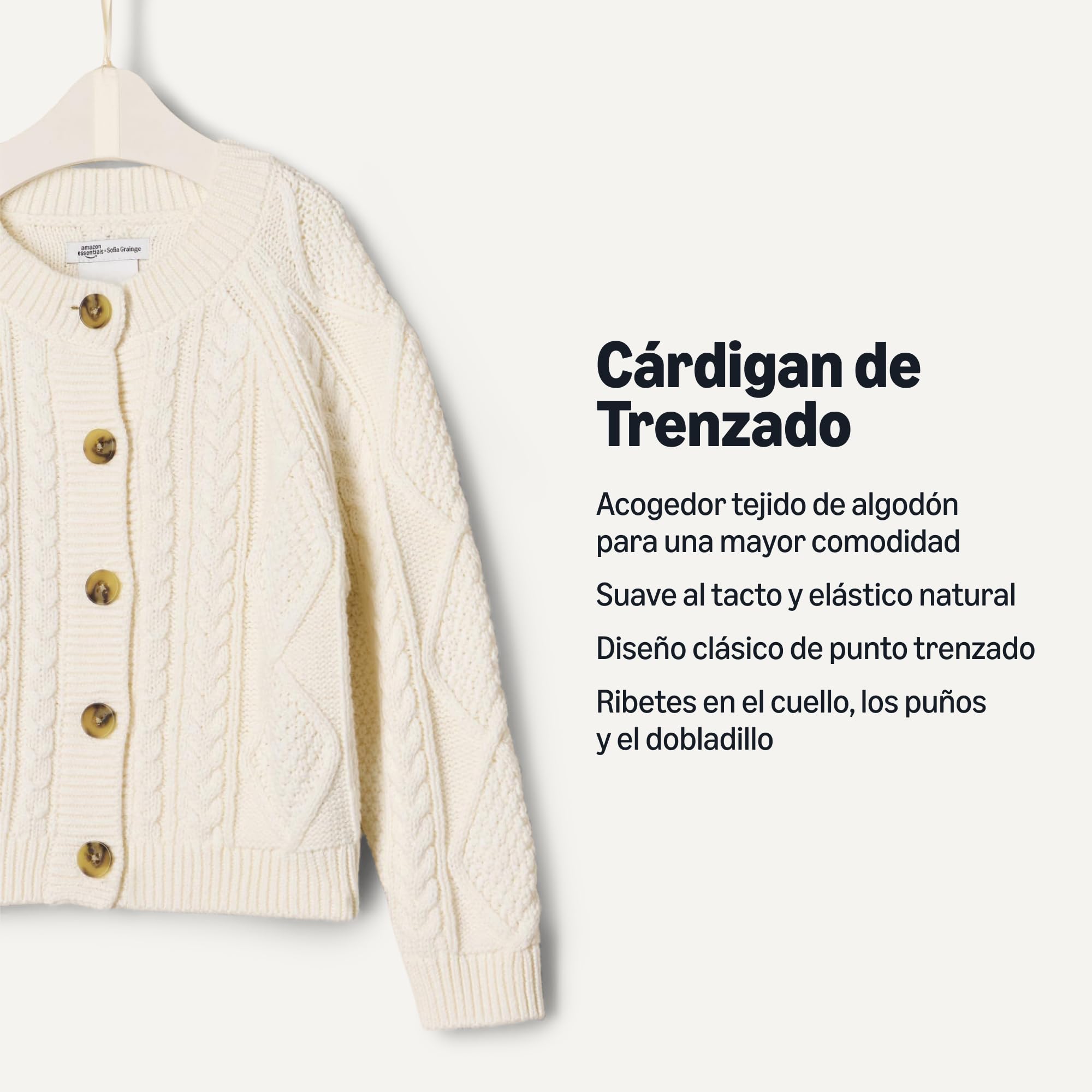 Amazon Essentials x Sofia Grainge Cardigan Trenzado Unisex Bebé y Niños Pequeños