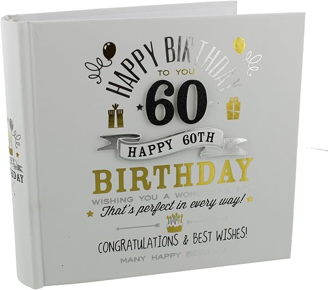 Widdop Bingham Signography 60th Birthday Photo Album 4"x6" Black and Gold Design FL29960