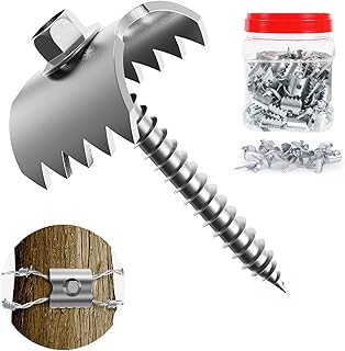 400Pcs 2 Inch Fence Staples - Corrosion-Resistant Reusable Fence Fasteners & Nails for Softwood, Wire Mesh & Woven Fencing | Quick Drill Installation with Hex Adapter | Includes Storage Case