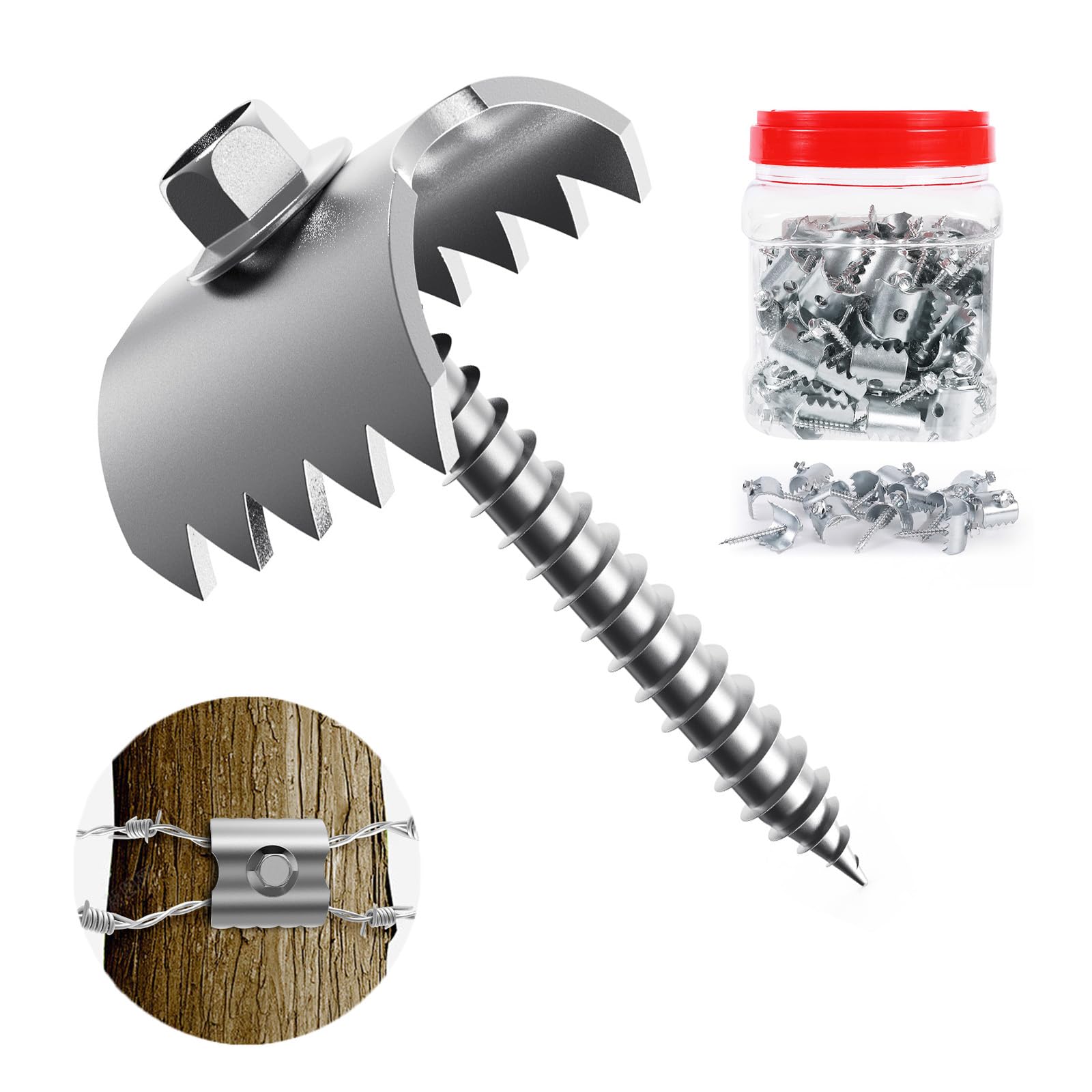 200Pcs 2 Inch Fence Staples - Corrosion-Resistant Reusable Fence Fasteners & Nails for Softwood, Wire Mesh & Woven Fencing | Quick Drill Installation