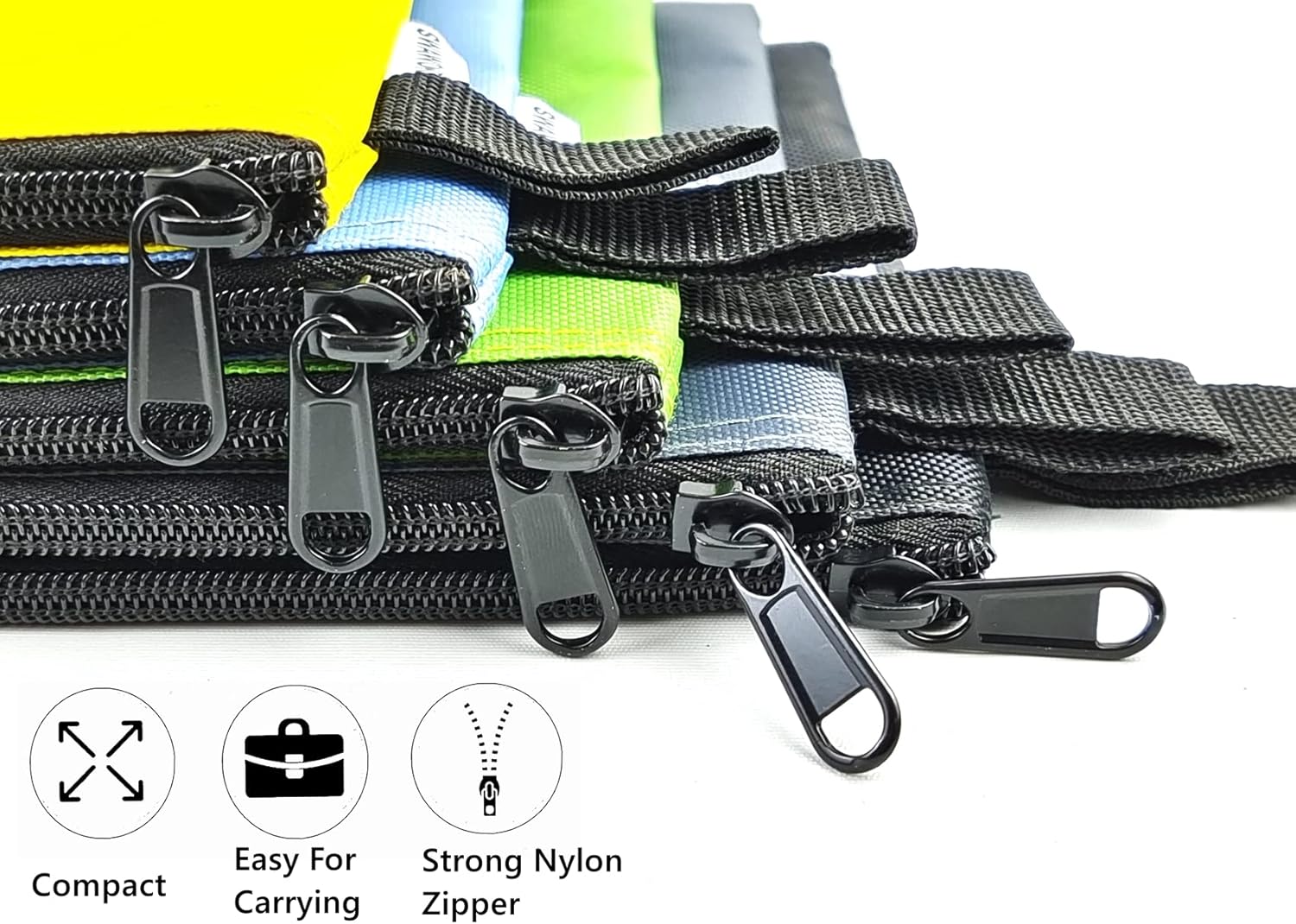 5 Pack Tool Bag Zipper Pouch, Premium Utility Multipurpose Storage Organizer Pouches for Tools, Stationary, Pencil Pouch 13"x8"