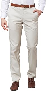Park Avenue Men's Mid Rise Polyviscose Blend Stripe Pattern Smart Fit Flat Front Formal Trouser