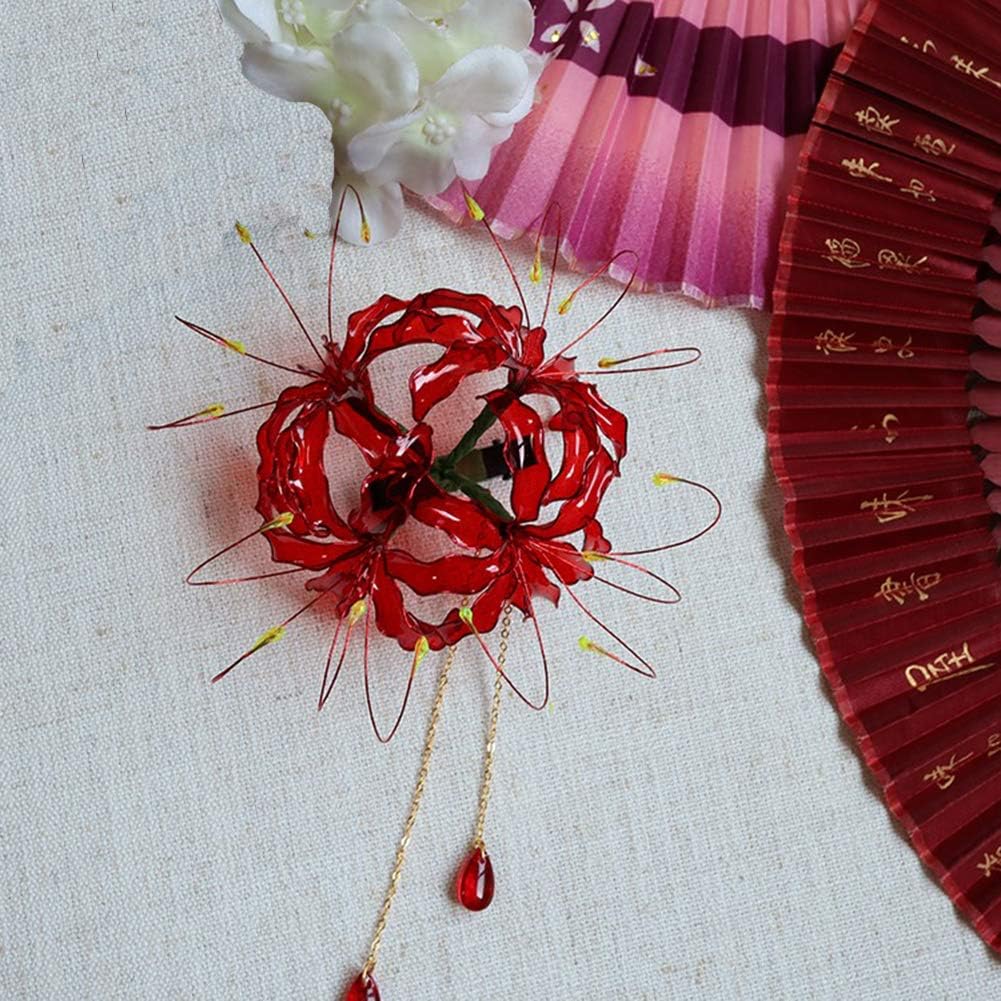 Amazon.co.jp: 美しい 彼岸花 かんざし ヒガンバナ 曼珠沙華 ディップ  