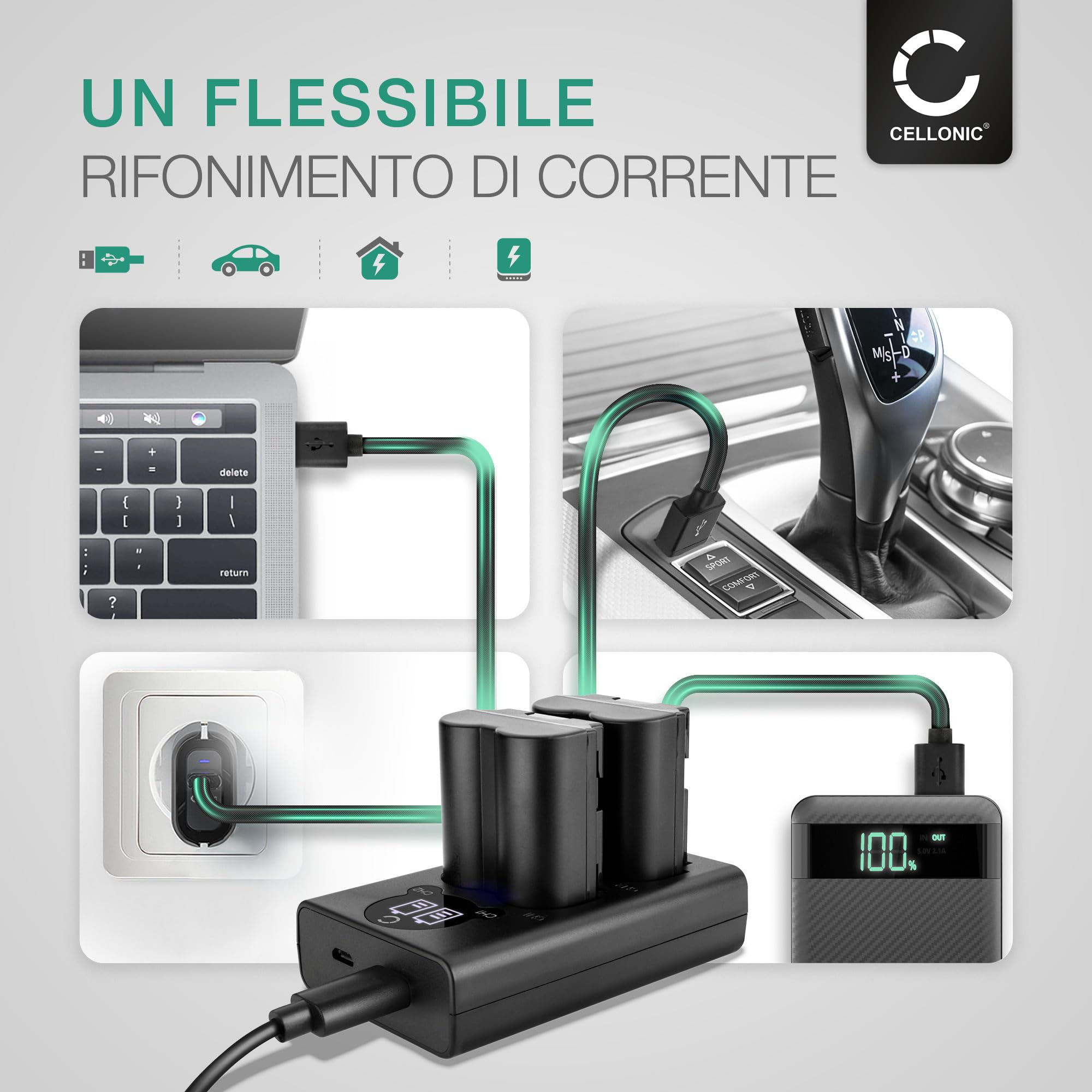 Double Charger CELLONIC EN-EL5 | Caricabatterie Dual USB Smart Nikon