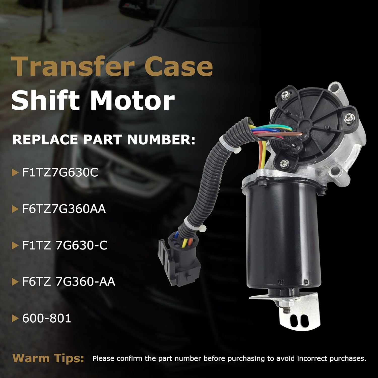 Partsflow Transfer Case Shift Motor Round Plug For 1991-1997 Ford F-150 For 1996 Ford F-250 For 1995 Ford F-350 For 1997 Ford Lobo For 1991-1996 Ford Bronco F1TZ7G630C,F6TZ7G360AA