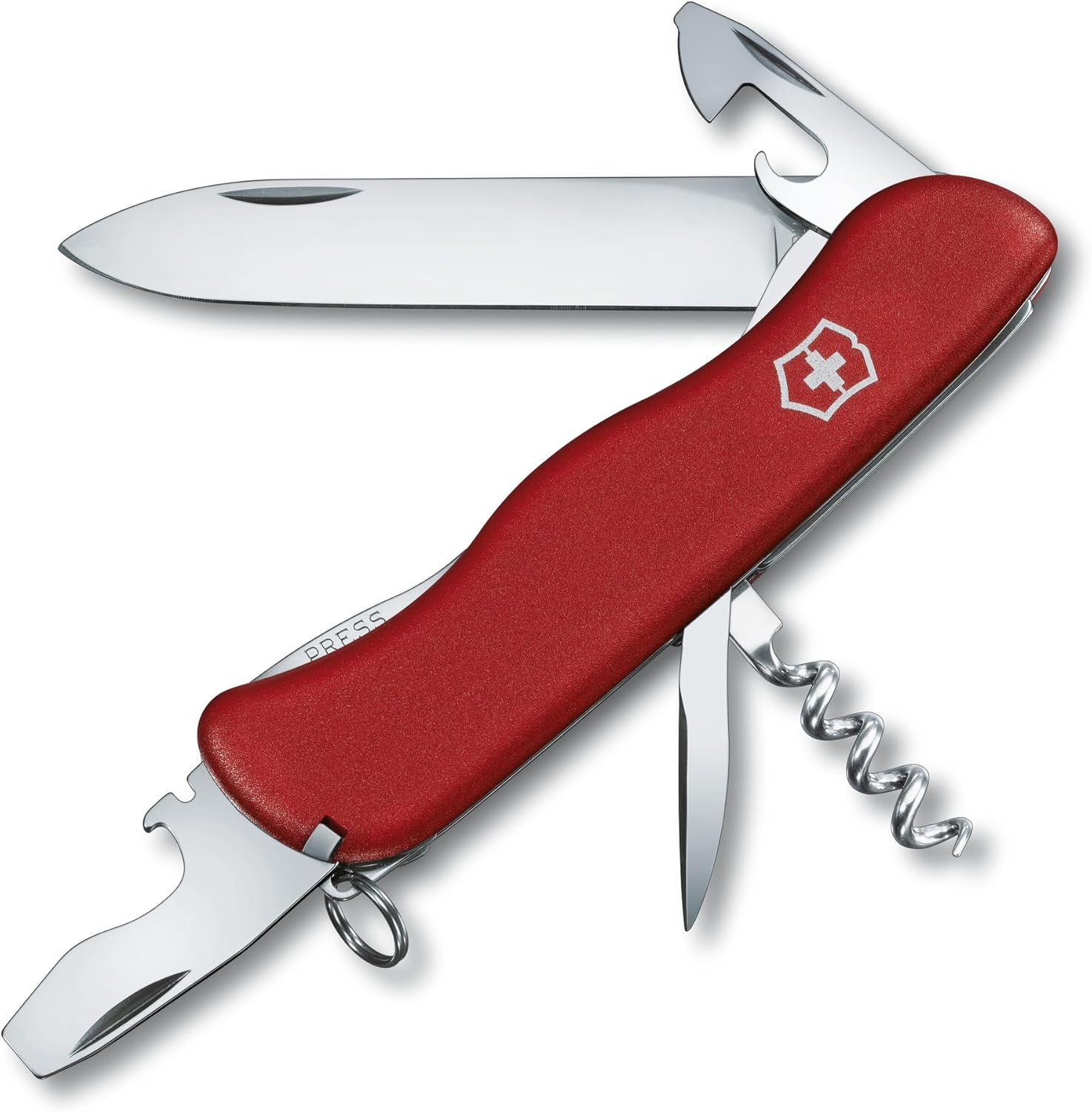 Victorinox Picknicker Swiss Army Knife, 11 Function Swiss Made Pocket Knife with Large Blade, Corkscrew and Bottle Opener - Red