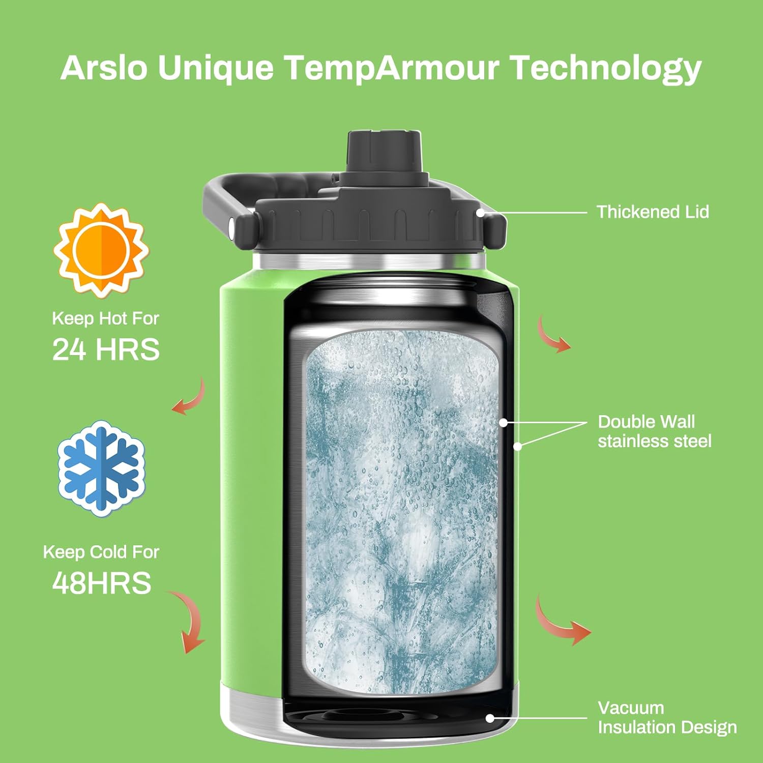 1 Gallon large Insulated Water Jug With Handle, One Gallon Insulated Water Bottle, 128oz Stainless Steel Water Jug, Big Thermos for Gym,Hiking,Camping&Travel - Image 4