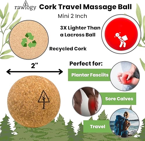 Miniatura 2 de Bola de masaje de corcho de viaje, alternativa ligera y sostenible a la bola de lacrosse para aliviar el dolor muscular (surtido de 2 piezas, corcho