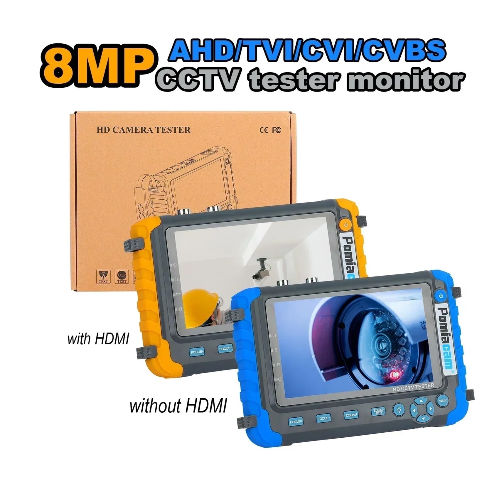 Tester CCTV IV8W IV8C 4 in 1 8MP AHD TVI 4MP CVI Tester for Telecamera di Sicurezza analogica Monitor con Test Cavo PTZ UTP(Without HDMI in)