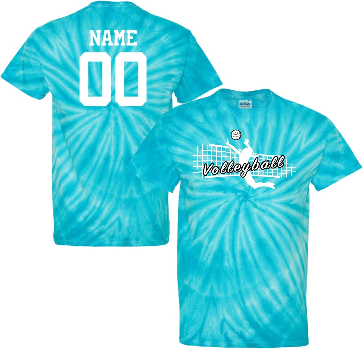 Custom Volleyball Tie Dye T-Shirt Jump Spike Logo