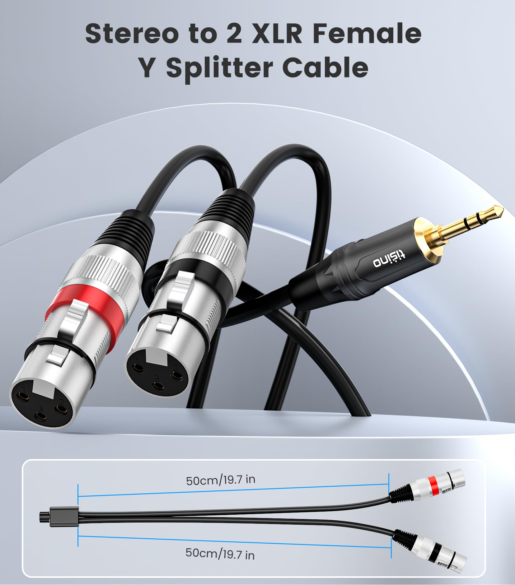 Tisino Podwójny kabel mikrofonowy XLR żeński do 3,5 mm TRS stereo, przewód rozdzielający Y do 2 mikrofonów, mini jack 1/8 do kamery, kamery wideo, rejestratora i profesjonalnego sprzętu audio-1m
