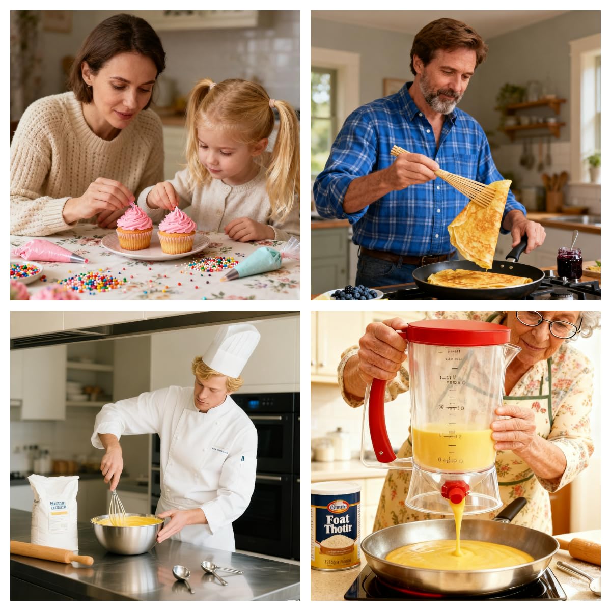 Distributeur de Pâte à Gâteau 900ML Distributeur de Pâte 900ML avec Brosse Distributeur de Pâte à Crêpes Verseur Pate a Crepe Outil de Cuisson de Pâte pour Gaufres Crêpes Muffins Pâte à Frire