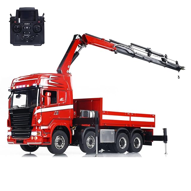 1 14 8X8 Hydraulic RC Crane Tractor Truck Electric Car Quick Attached Bucket 3-Speed Transmission Differential Lock Axles