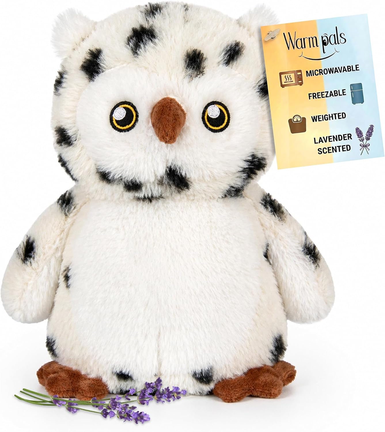 Owl - Microwavable & Weighted Plush Stuffed Animal - Heated Plushie for Warmth - Cute, Soft, Cozy Toy for Adults & Children (Boys, Girls, & Toddlers) by Warm Pals