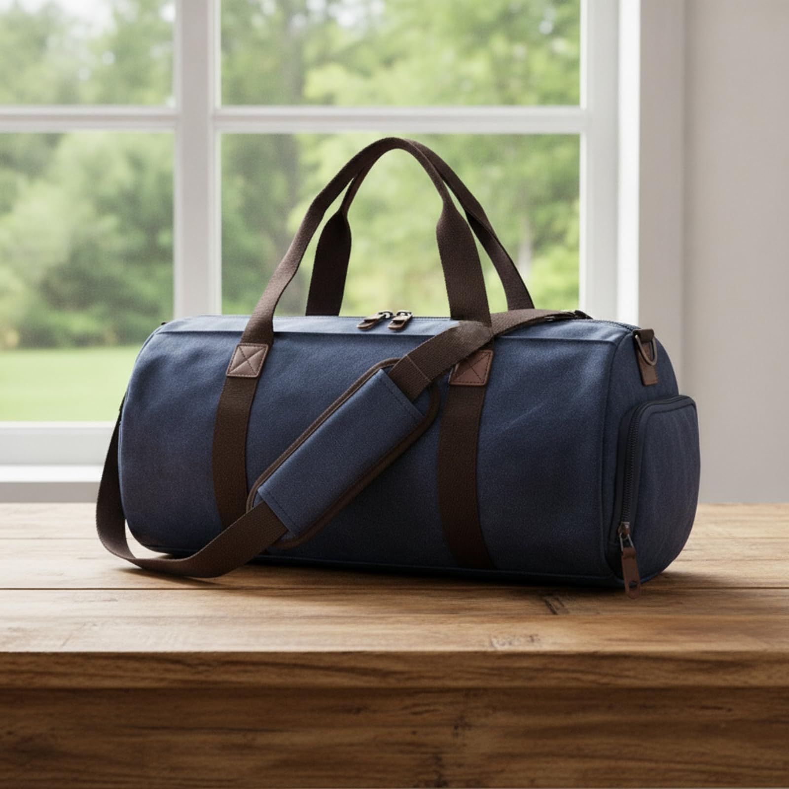 Borsone da Viaggio Robusto Borsone in Tela Rinforzato Borsa da Weekend per Viaggi di Fine Settimana, Array, Caffè