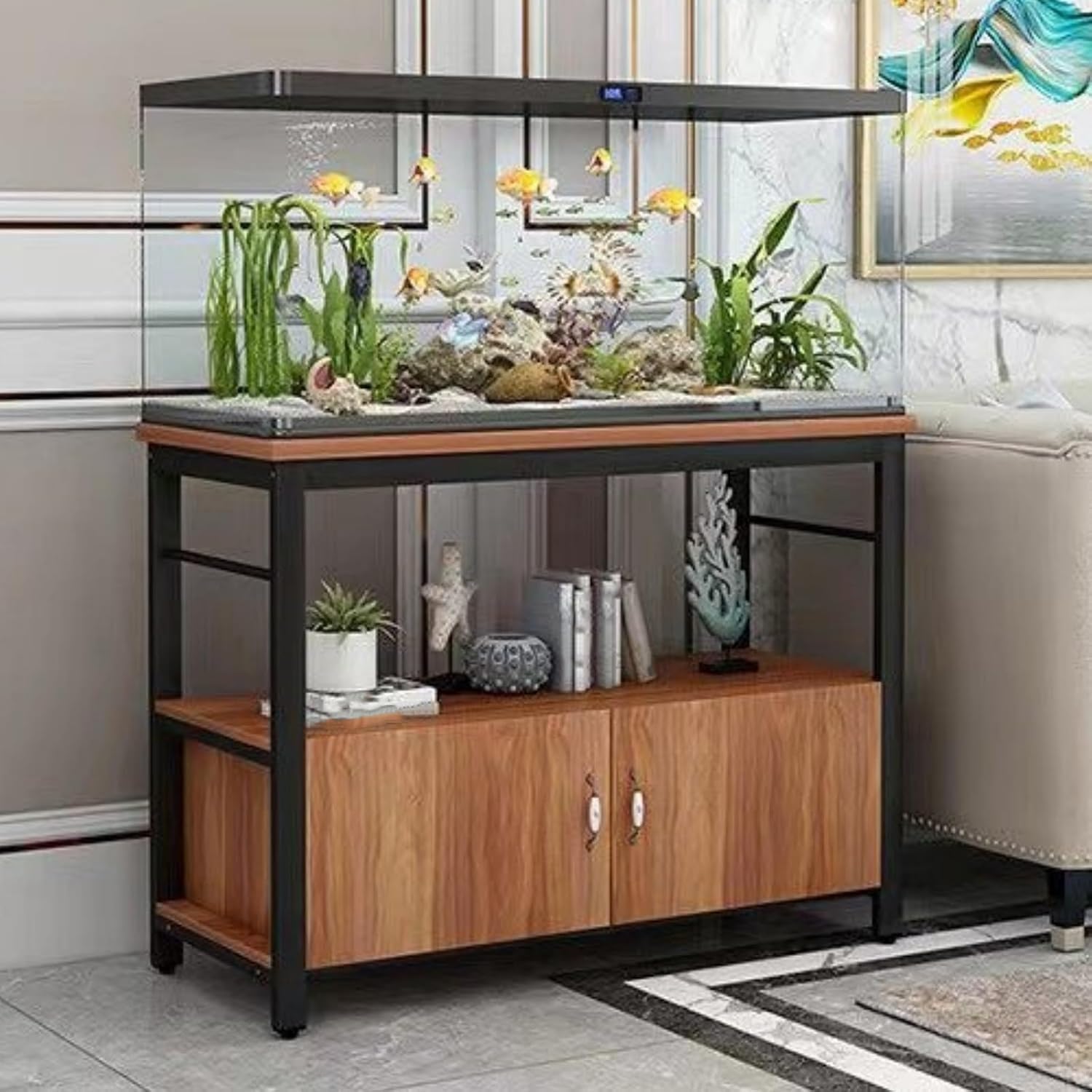 Armoire fermée Lar-Capaci avec base en panneau épais pour rangement de salon stable