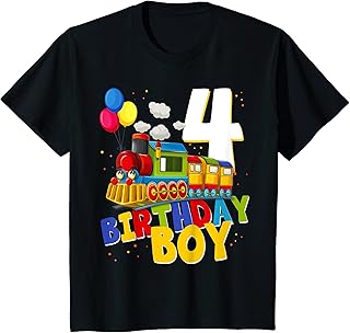 Kids 4th Birthday Train Boys Girls 4 Years Old I'm Four Gift T-Shirt