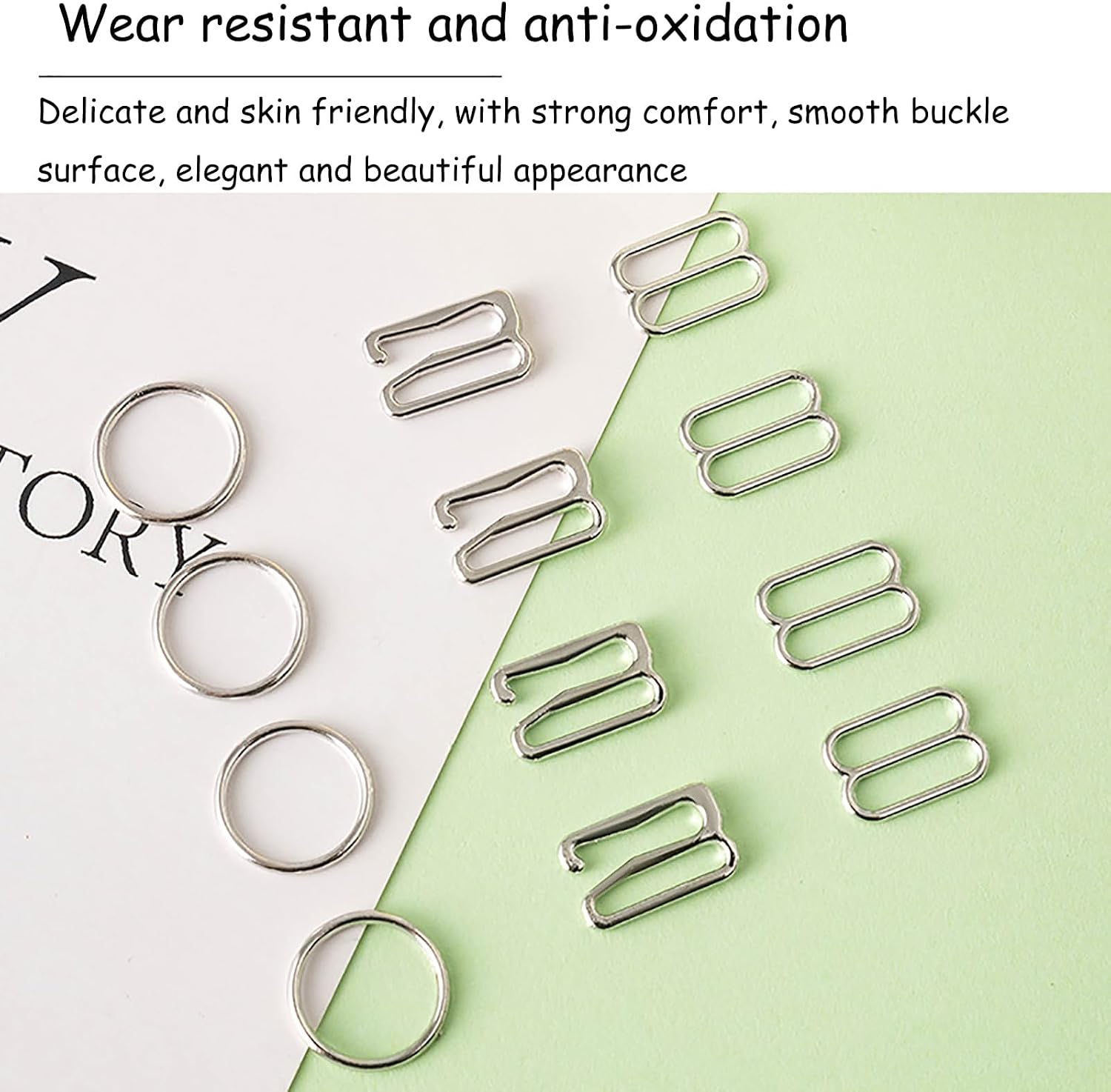 180 Pcs Bra Hook Replacement, Metal, Swimsuit Clips Adjustable Sliders | Metal material, flexible and lightweight, not easy to rust, sturdy, for underwear, garters, DIY projects, adjustment buckle