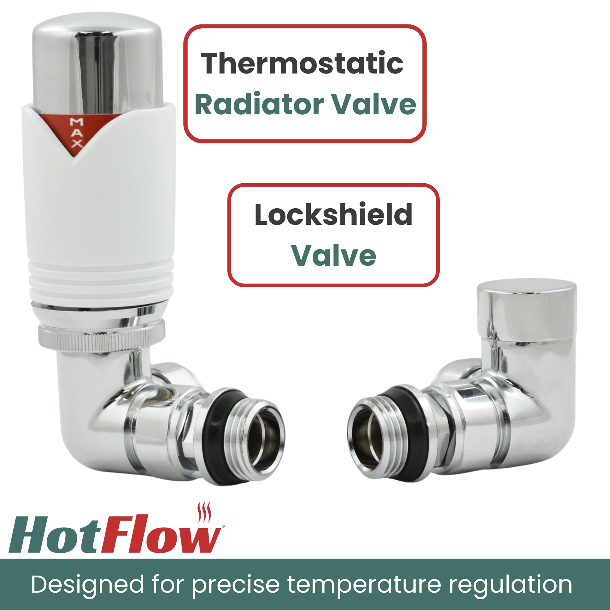 Marella 3 Moderna Termostatica Termostatica Valvola Angolo TRV con Lock-Shield (Bianco)