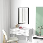 HOMCOM 20" x 28" Miroir mural, Miroir de salle de bains rectangulaire avec cadre en métal pour le salon, Chambre, Entrée, Décor maison, Pendent horizontalement et verticalement, Noir