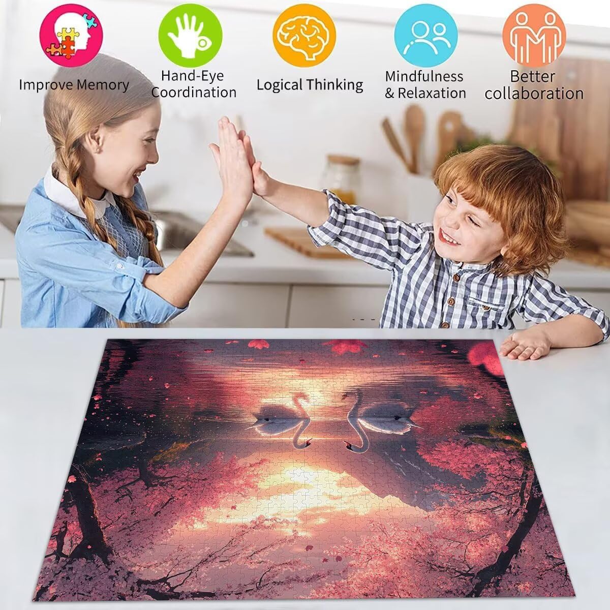 Puzzle Erwachsene 2000 Teile Schwan Tier Educa Jigsaw für Kinder ab 8 Jahren Mädchen Jungen, Erwachsene Impossible Klassische Puzzles Schwer, Anspruchsvoll Spielspaß, Als Geschenke 70x99cm t-936