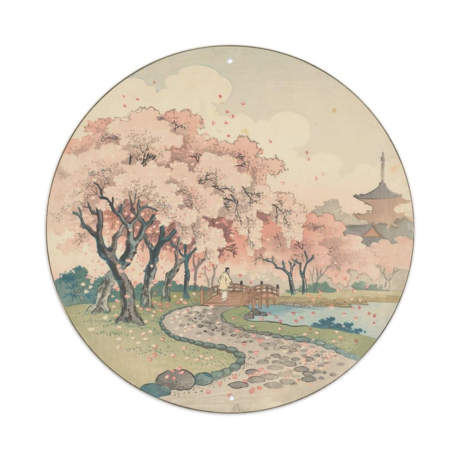Vintage Cherry Blossom Metal Tin Sign Plaque