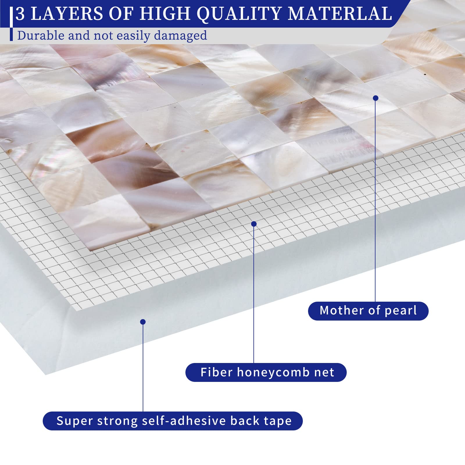 Peel And Stick Backsplash MOP Natural Mother Of Pearl Shell Mosaic ...