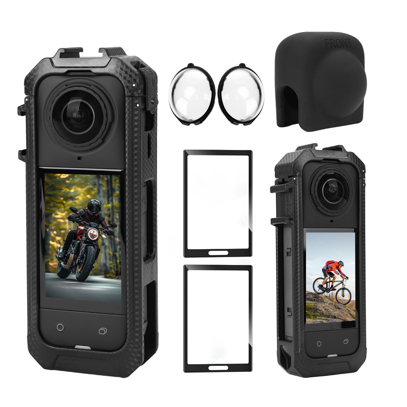 for Insta 360 X5 Camera Mount Case Cover/Tempered Glass Screen Protector/Front and Rear Lens Standard Transparent Protective Covers/Silicone Lens