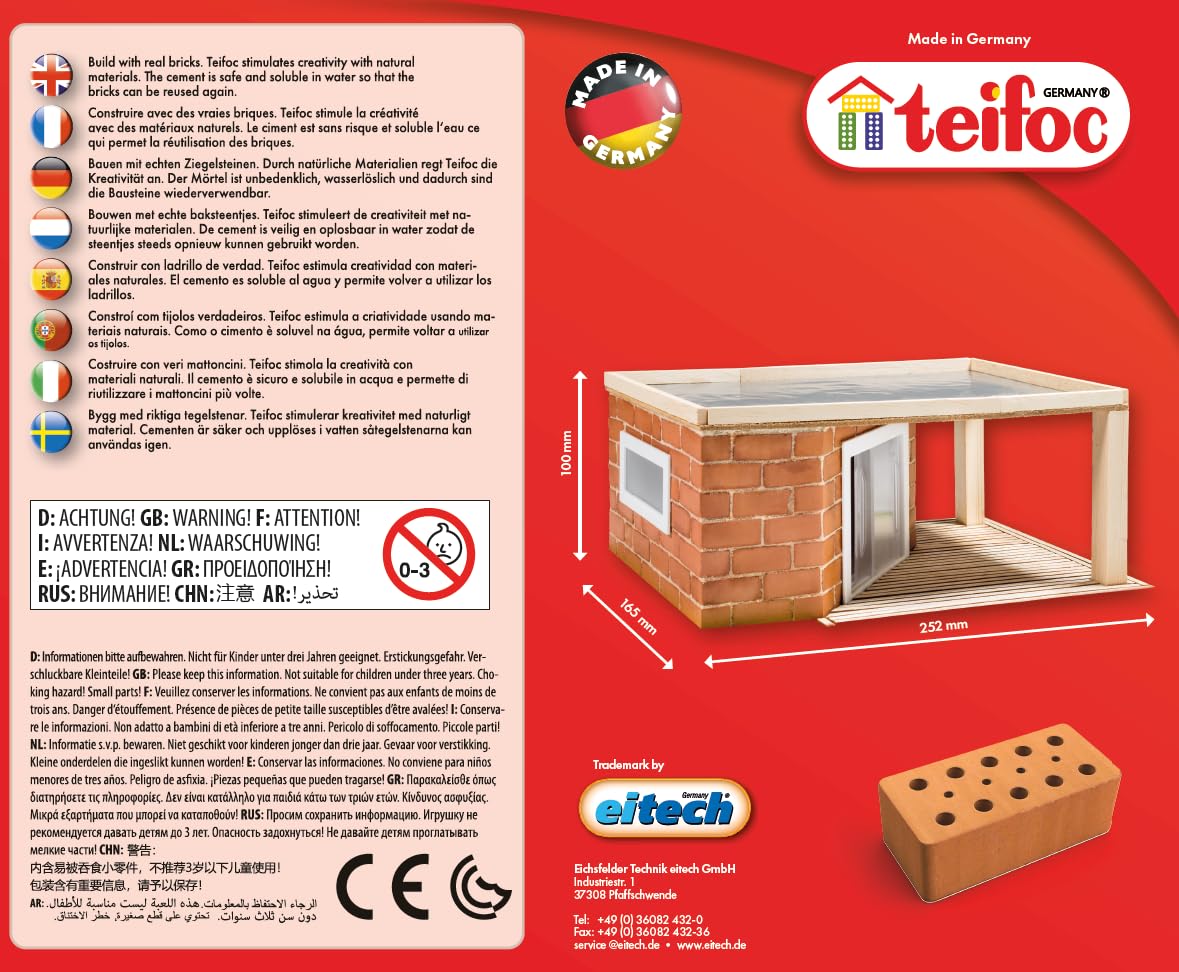 Teifoc 5220 Zestaw do budowy kamienia – domek ogrodowy, 135 elementów, kreatywny zestaw do budowy z naturalnych materiałów, zestaw do samodzielnego montażu, zabawka konstrukcyjna dla dzieci od 6 lat