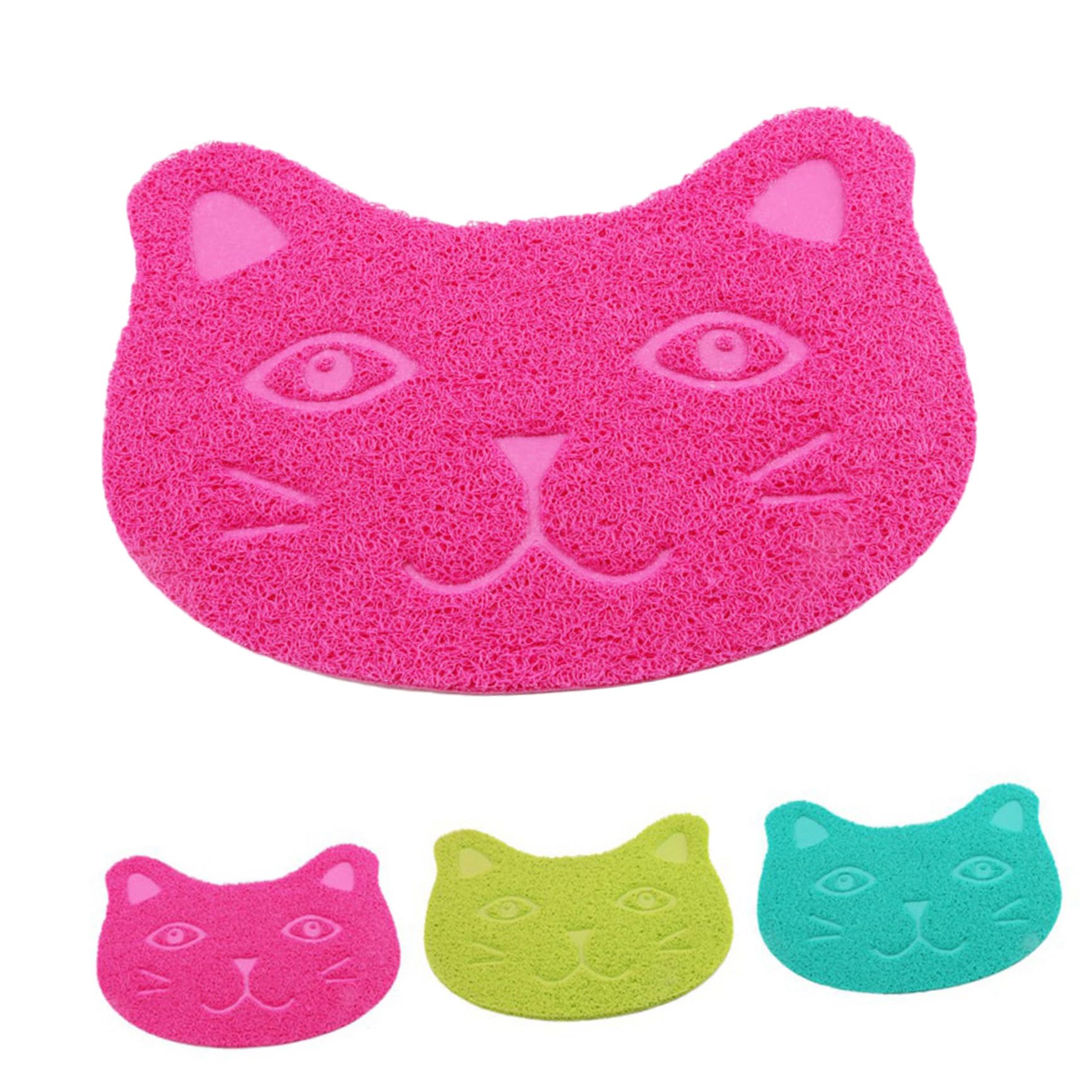 Beavorty Non-slip Cat Litter Catcher Cat Shaped Mat Protects Floors 30x40cm Pvc Rosy