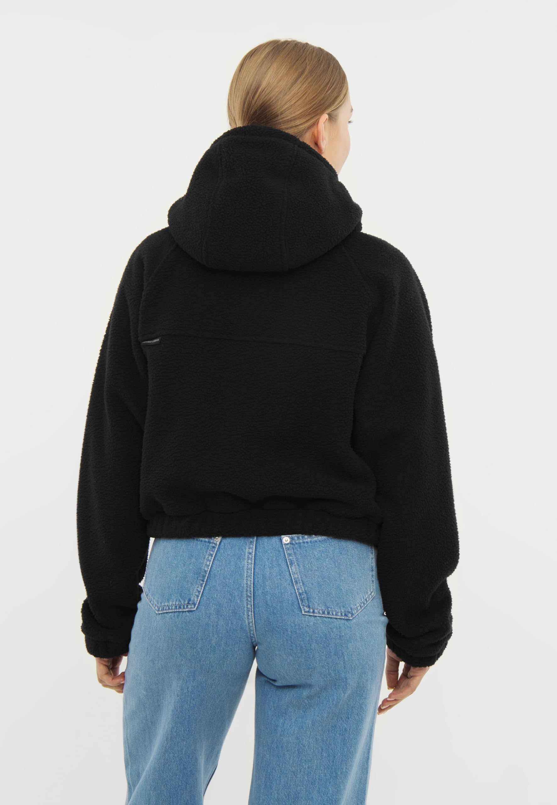 Johnny Urban Veste Courte en Polaire Femmes - Nova - Cropped Teddy Fleece Sweat Jacket - Polaire Zippée avec Haute Capuche - Veste Chaude Sherpa pour Automne et Hiver