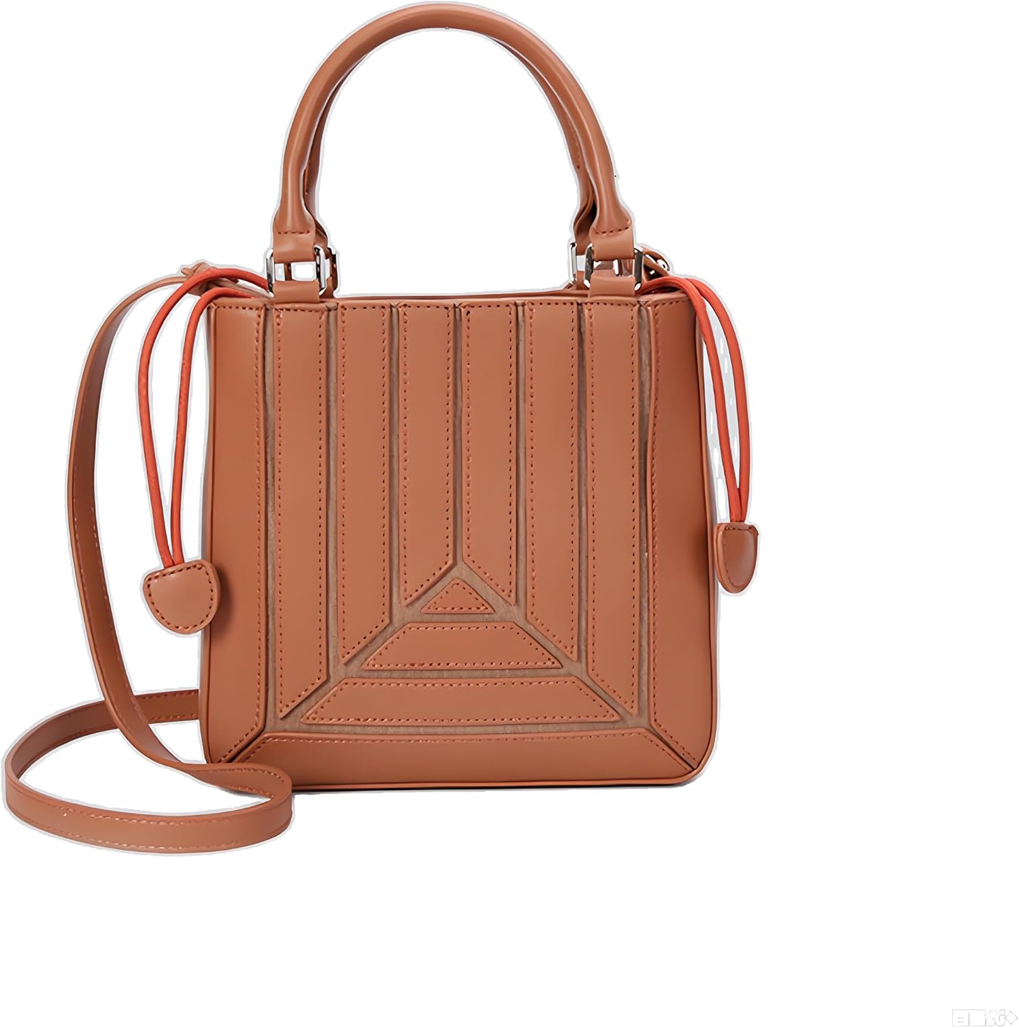 Women's Geometric Pleated Mini Tote Bag - Structured Top Handle Crossbody Satchel Purse for Work & Party