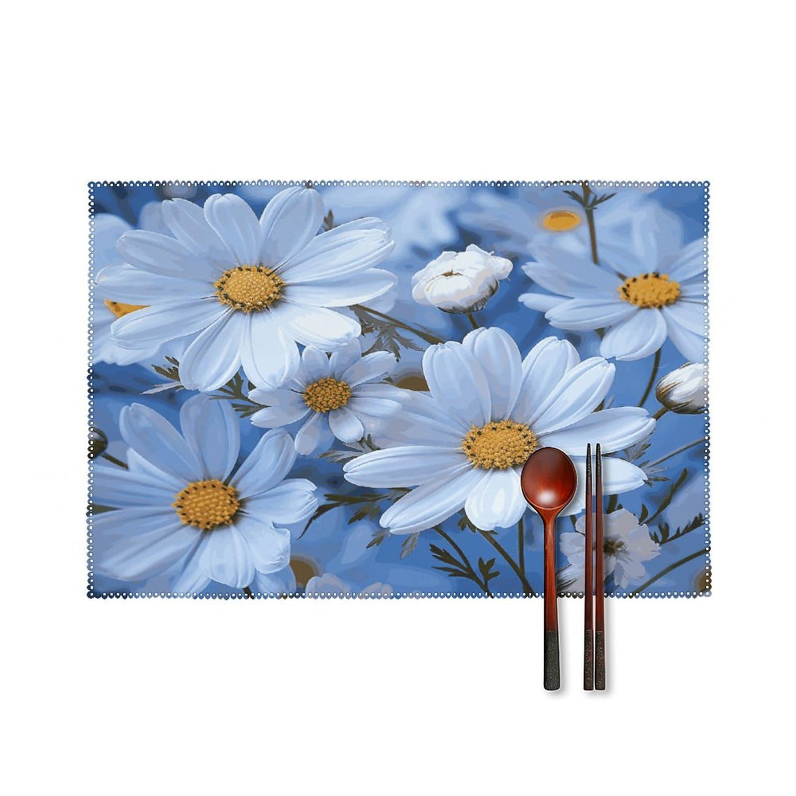 Fekiloot Style Daisy Blue Placemats Set Of 6,Table Mat