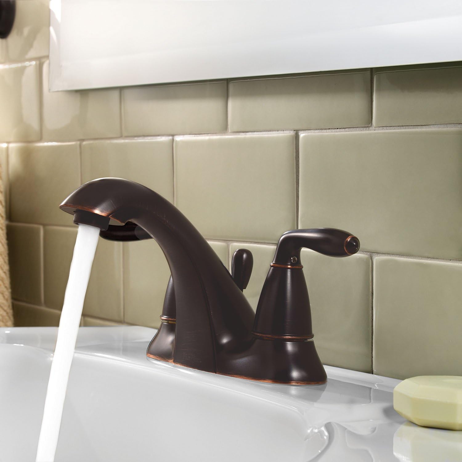 Pfister LG48SR0Y Serrano 2-Handle 4 Inch Centerset Bathroom Faucet in Tuscan Bronze, Water-Efficient Model