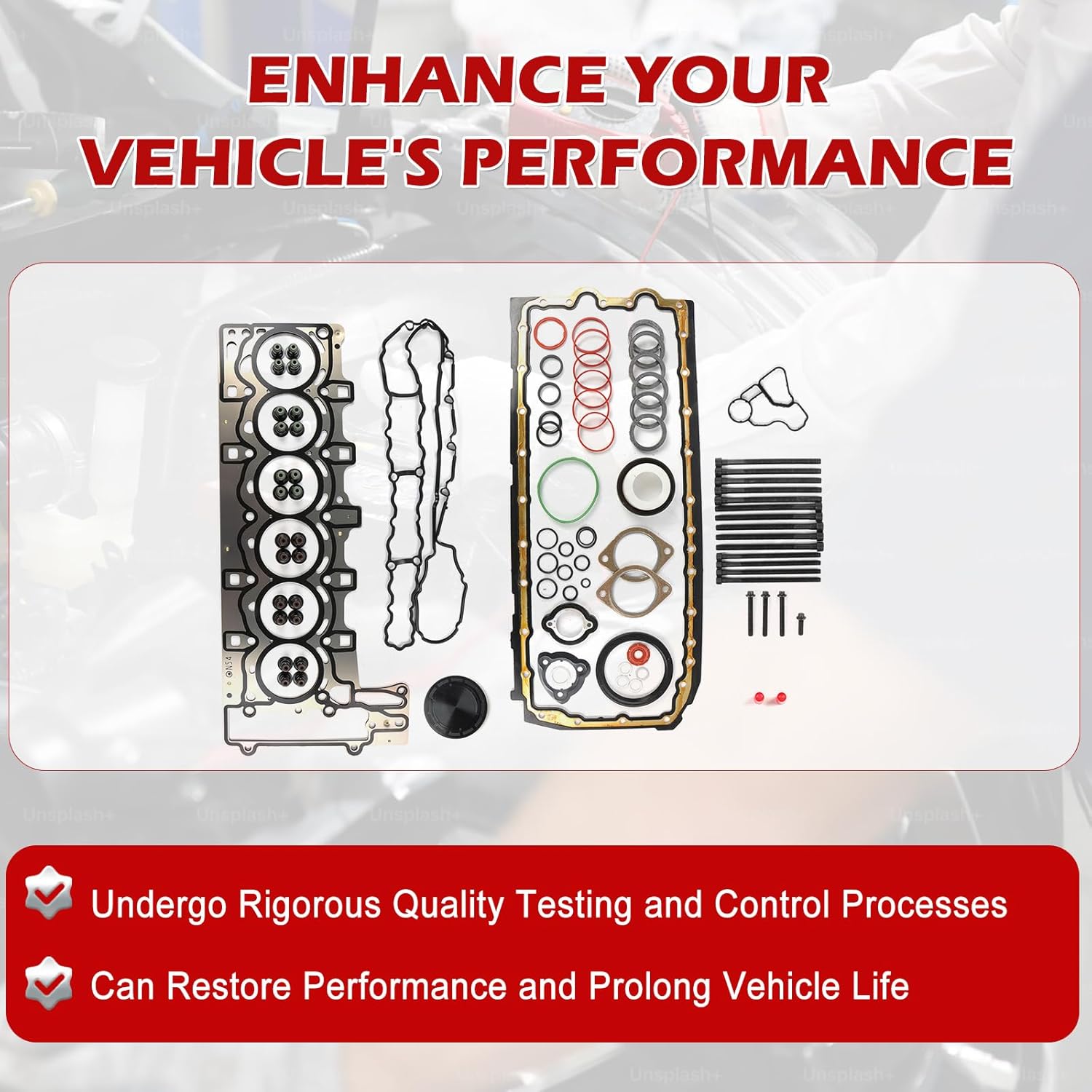 1set BMW N54 Engine Rebuild Kit - Engine Overhaul Gasket Seals Kit & Head Bolts Set 11122165470 Replaccement for BMW 335i 135i E60 E90 E92 E89 E71 N54 3.0L