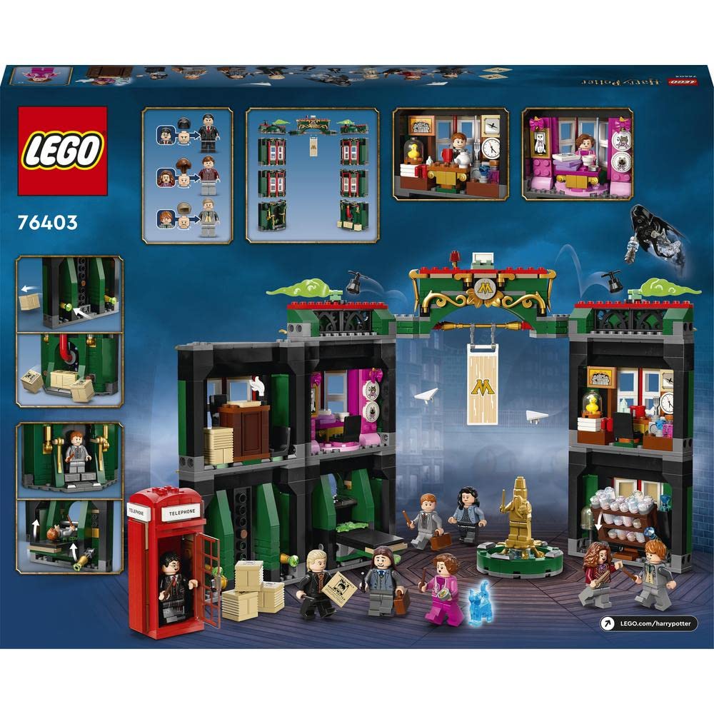 LEGO 76403 Harry Potter Ministerio de Magia, Película La Orden del Fénix, Maqueta para Construir, 12 Minifiguras Incluyen a Harry, Ron y Hermione, Juguete Modular Transformable, Regalo Coleccionable