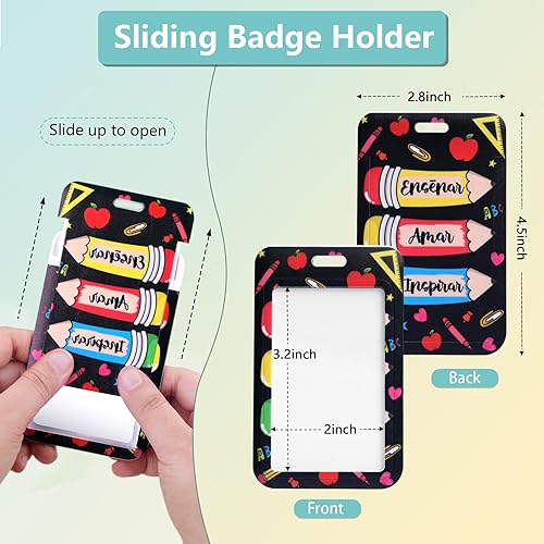 Miniatura 10 de Obookey Cordones de oficina de moda para insignias de identificación para mujer, lindo soporte para tarjetas de identificación de gato negro con