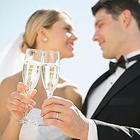 Vista 2 de Copas de champán personalizadas para boda, juego de 2 vasos de tostado, diseño de señor y señora con apellido, fecha y diseño de vid, vidrio