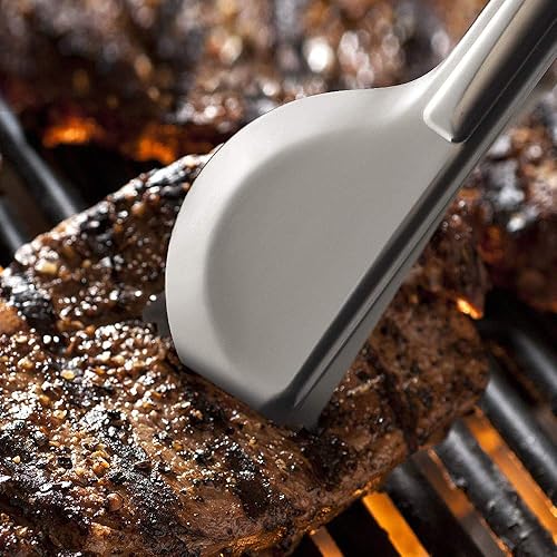 Miniatura 6 de Teivio Juego de utensilios grandes de acero inoxidable plateado de 18 piezas, incluye cucharas, tenedores, pinzas, cucharas ranuradas, cucharones de