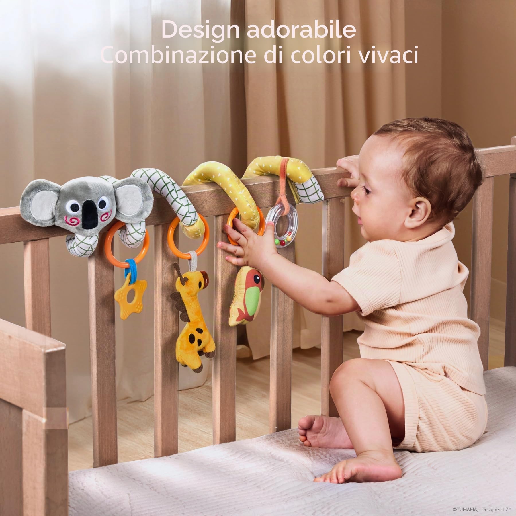 TUMAMA Kids Giocattoli per Carrozzina a Spirale per Bambini da 0 a 12 Mesi, Giochi Neonato, Giochi Passeggino Neonati, Regalo Nascita, Sonaglio Neonati - Koala